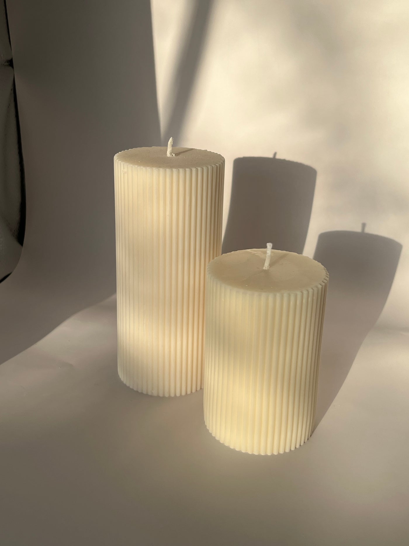 Ribbed Pillar Candle | Aesthetic Striped Pillar Decorative Candle | Table Decor Candle