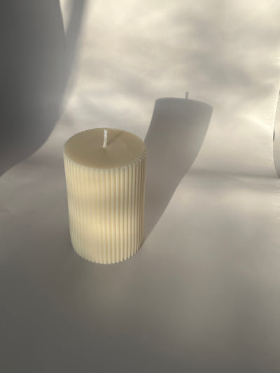 Ribbed Pillar Candle | Aesthetic Striped Pillar Decorative Candle | Table Decor Candle