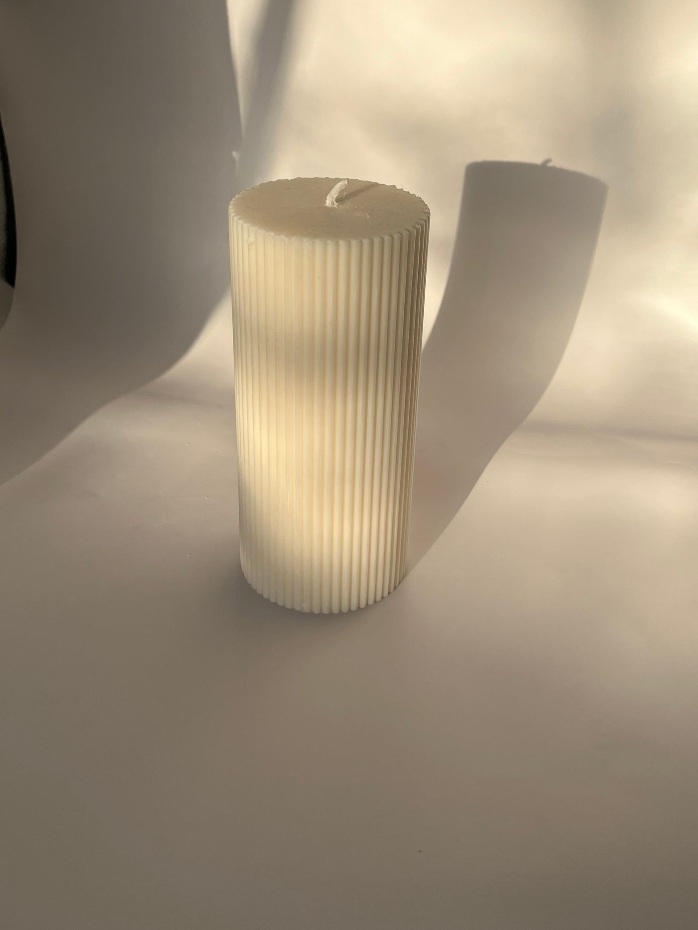 Ribbed Pillar Candle | Aesthetic Striped Pillar Decorative Candle | Table Decor Candle