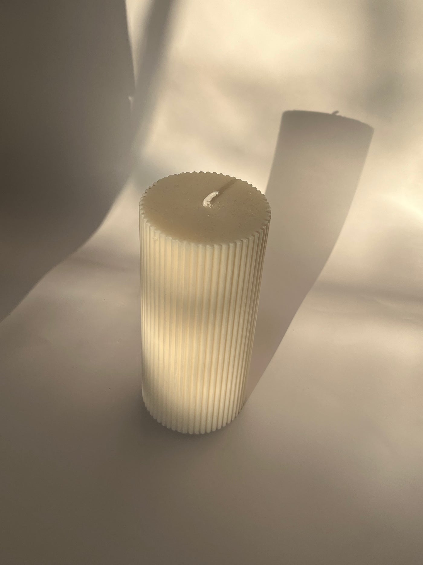 Ribbed Pillar Candle | Aesthetic Striped Pillar Decorative Candle | Table Decor Candle