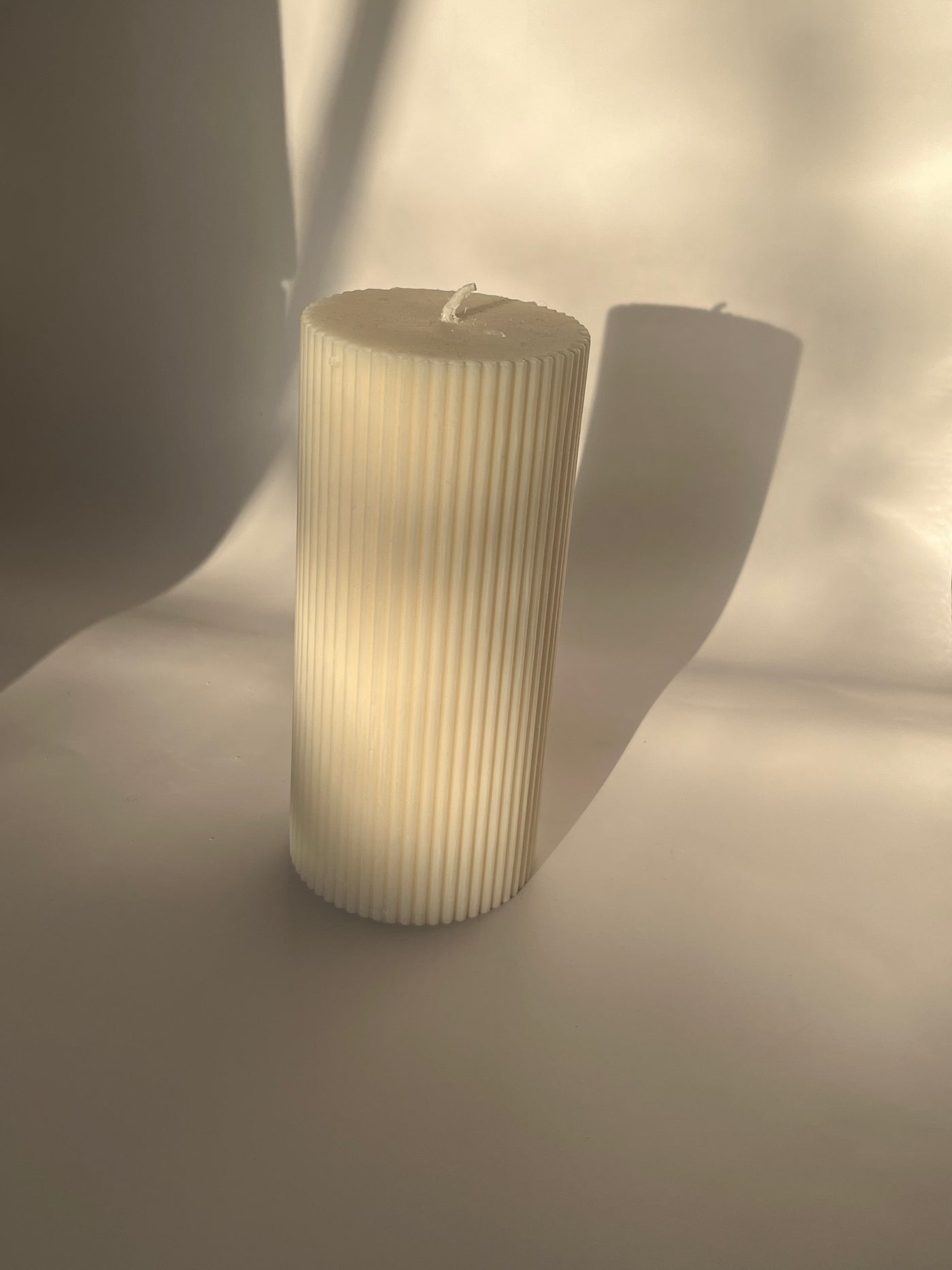 Ribbed Pillar Candle | Aesthetic Striped Pillar Decorative Candle | Table Decor Candle