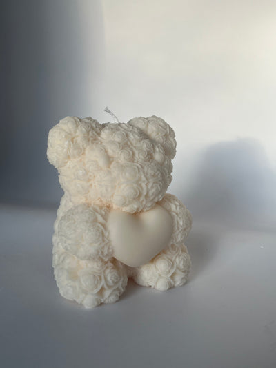 Flower Bear Candle | Valentines Cute Heart Bear Candle Gift | Vday Love Candle