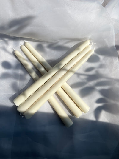 taper dinner candles. made out of soy wax. handmade in canada